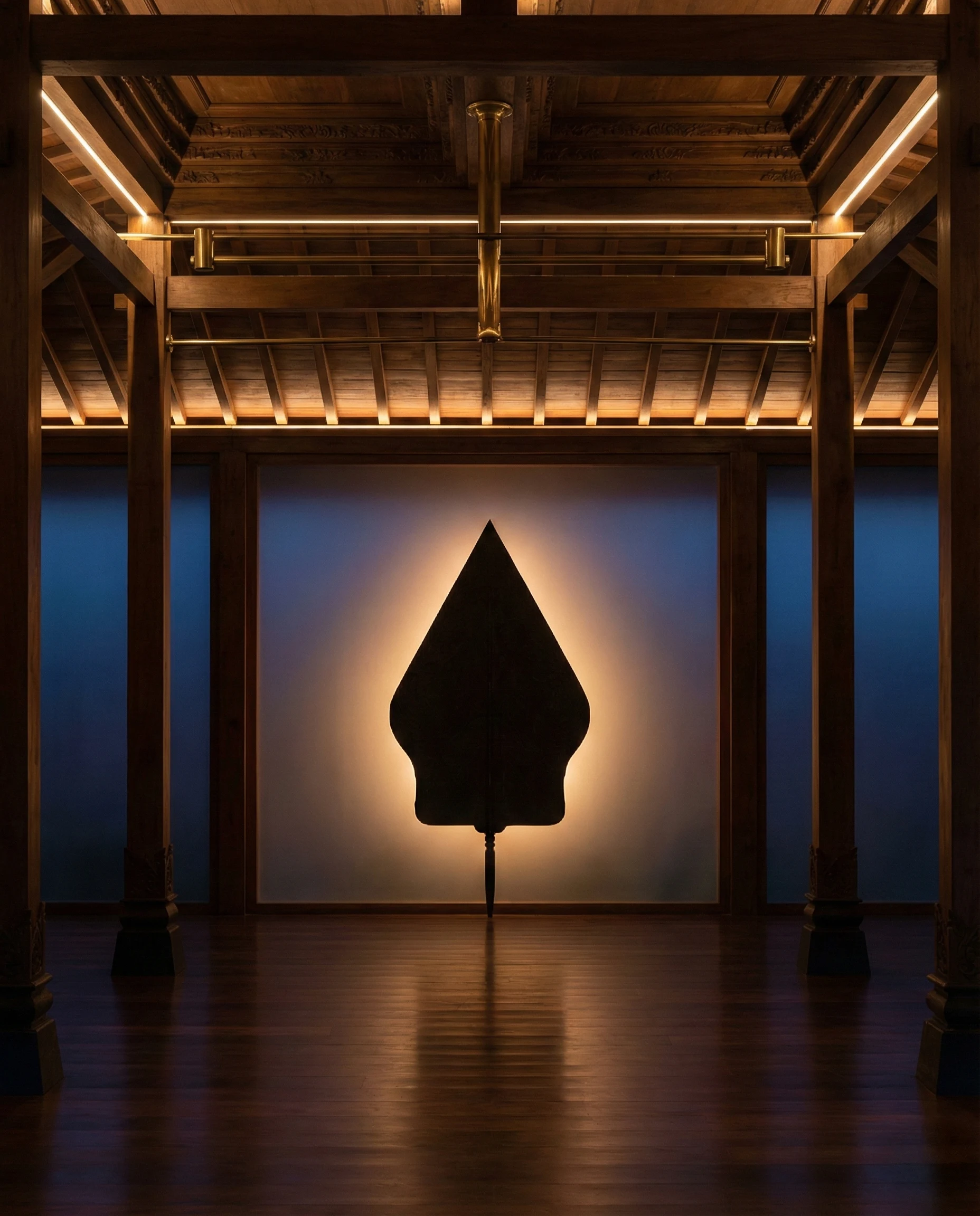 Gunungan sebagai penanda transisi babak, divisualkan seperti “checkpoint” narasi dengan nuansa pendopo modern.