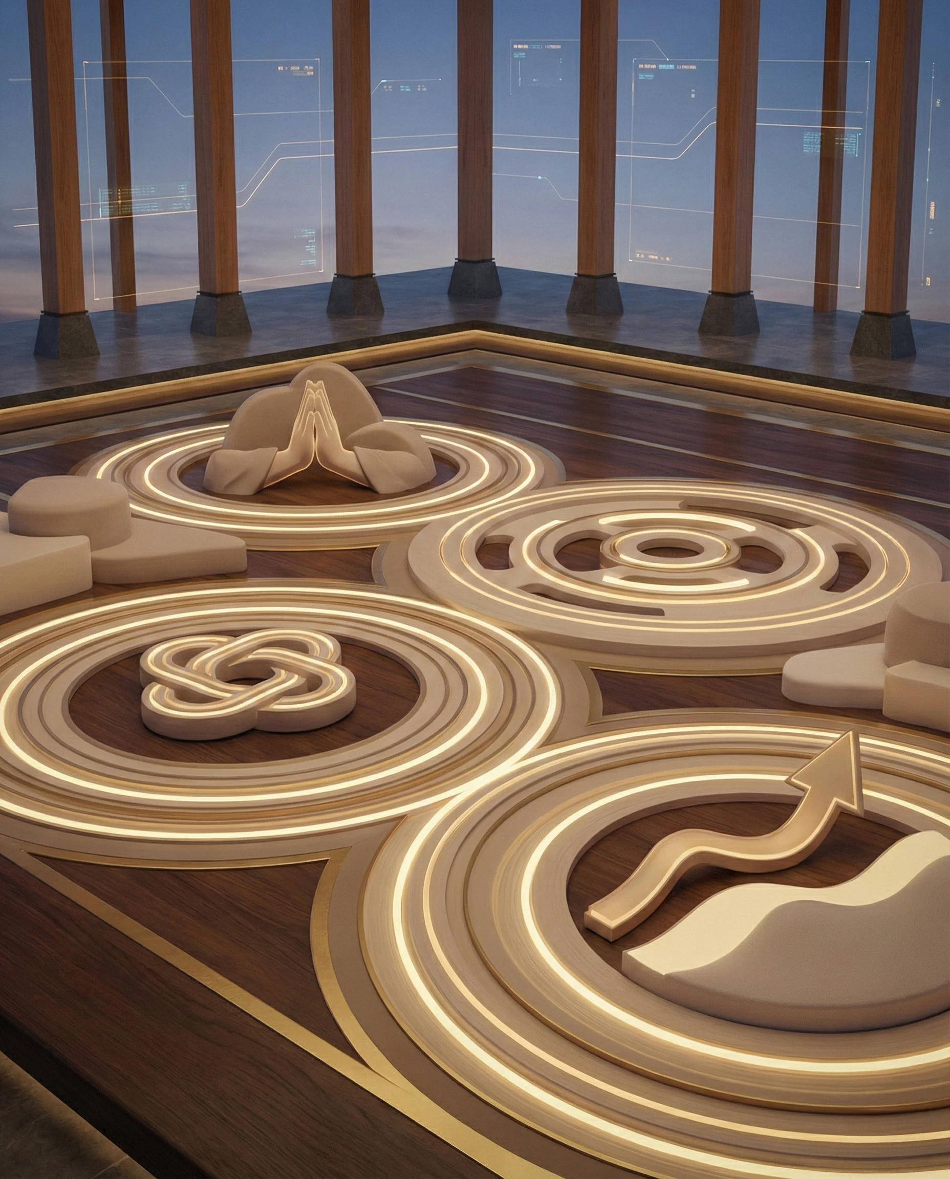 Ilustrasi konsep hubungan antara sungkan, hormat, batas sehat, dan komunikasi asertif halus