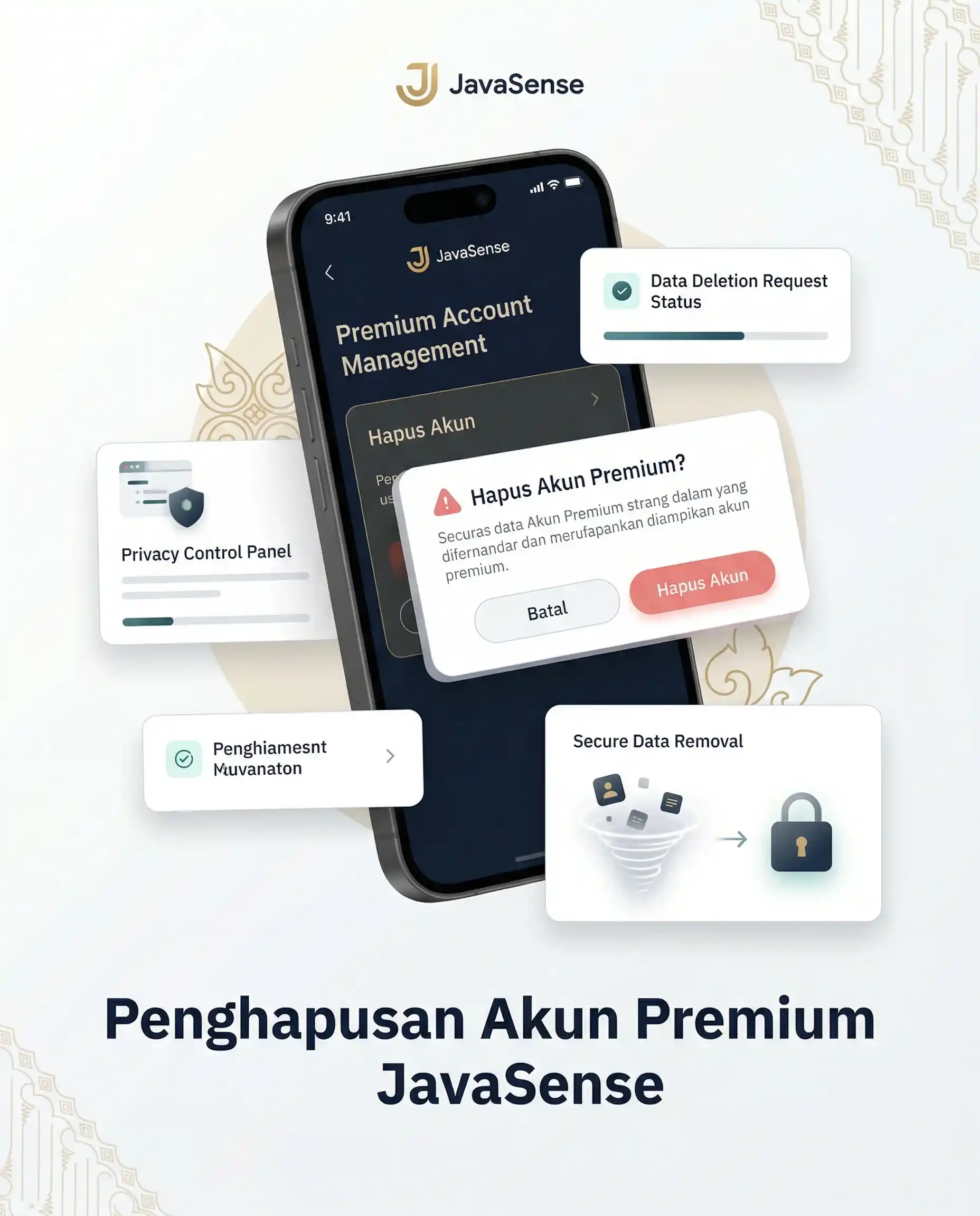 Penghapusan data JavaSense dan jalur hapus akun