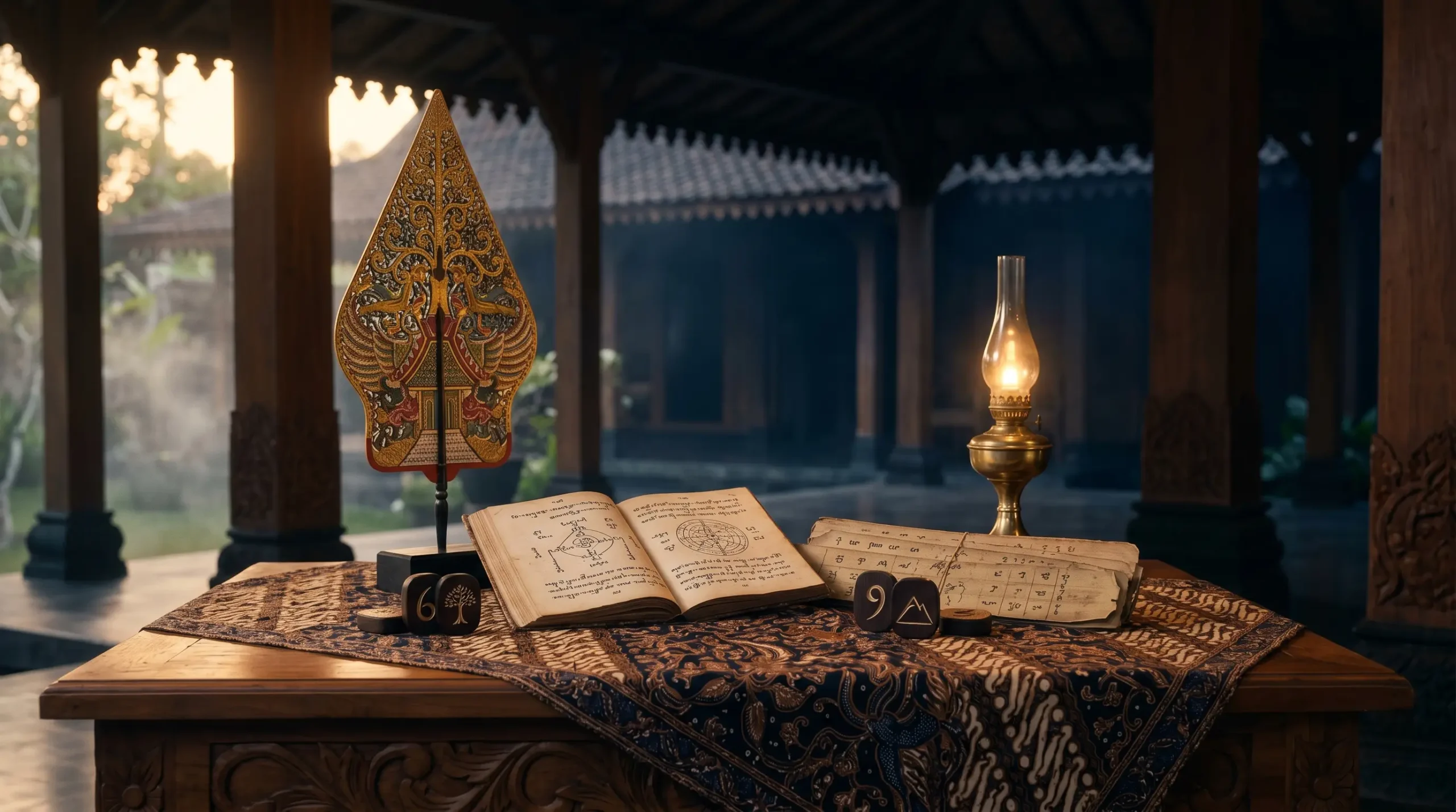 Jumat Pahing weton Jawa neptu 15 dengan wayang gunungan dan kalender Jawa