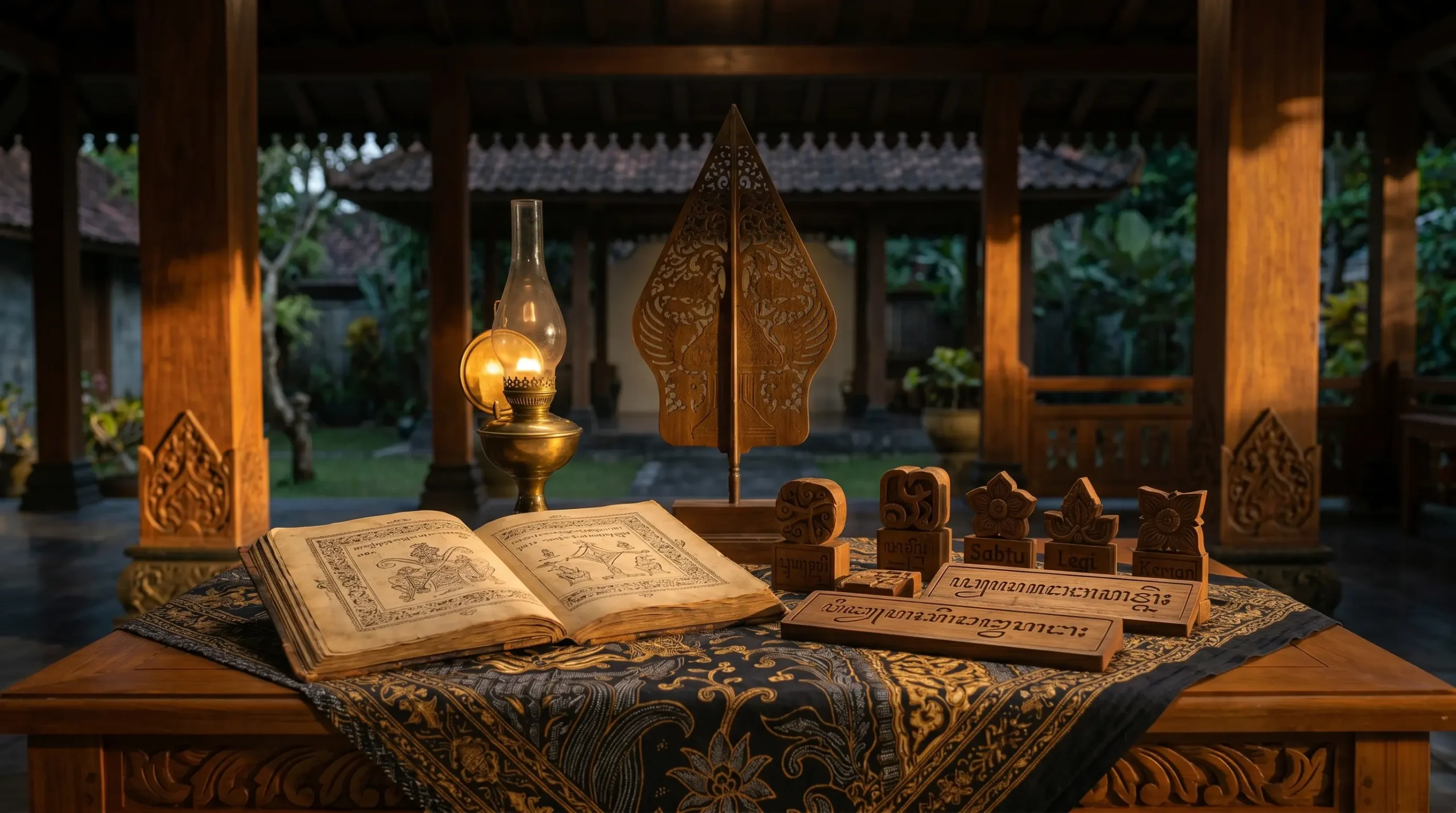 Sabtu Pahing weton Jawa neptu 18 dengan wayang gunungan dan kalender Jawa