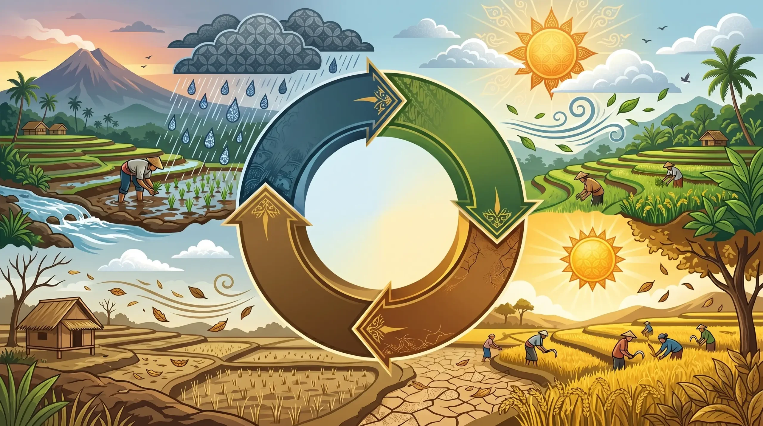 the 12 mangsa cycle in the Javanese Pranata Mangsa seasonal calendar