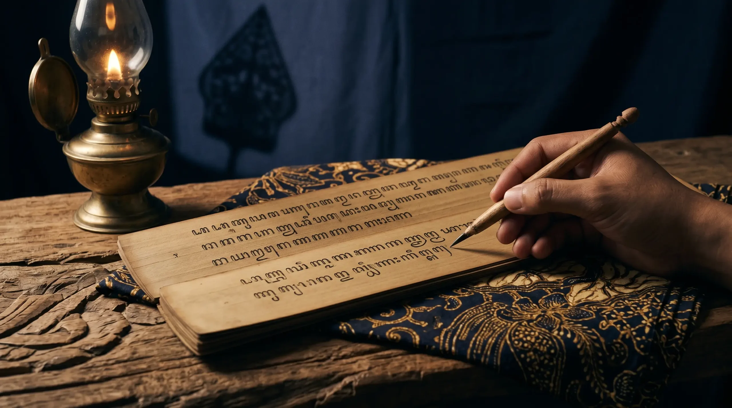 contoh pasangan Aksara Jawa di atas naskah tradisional Jawa
