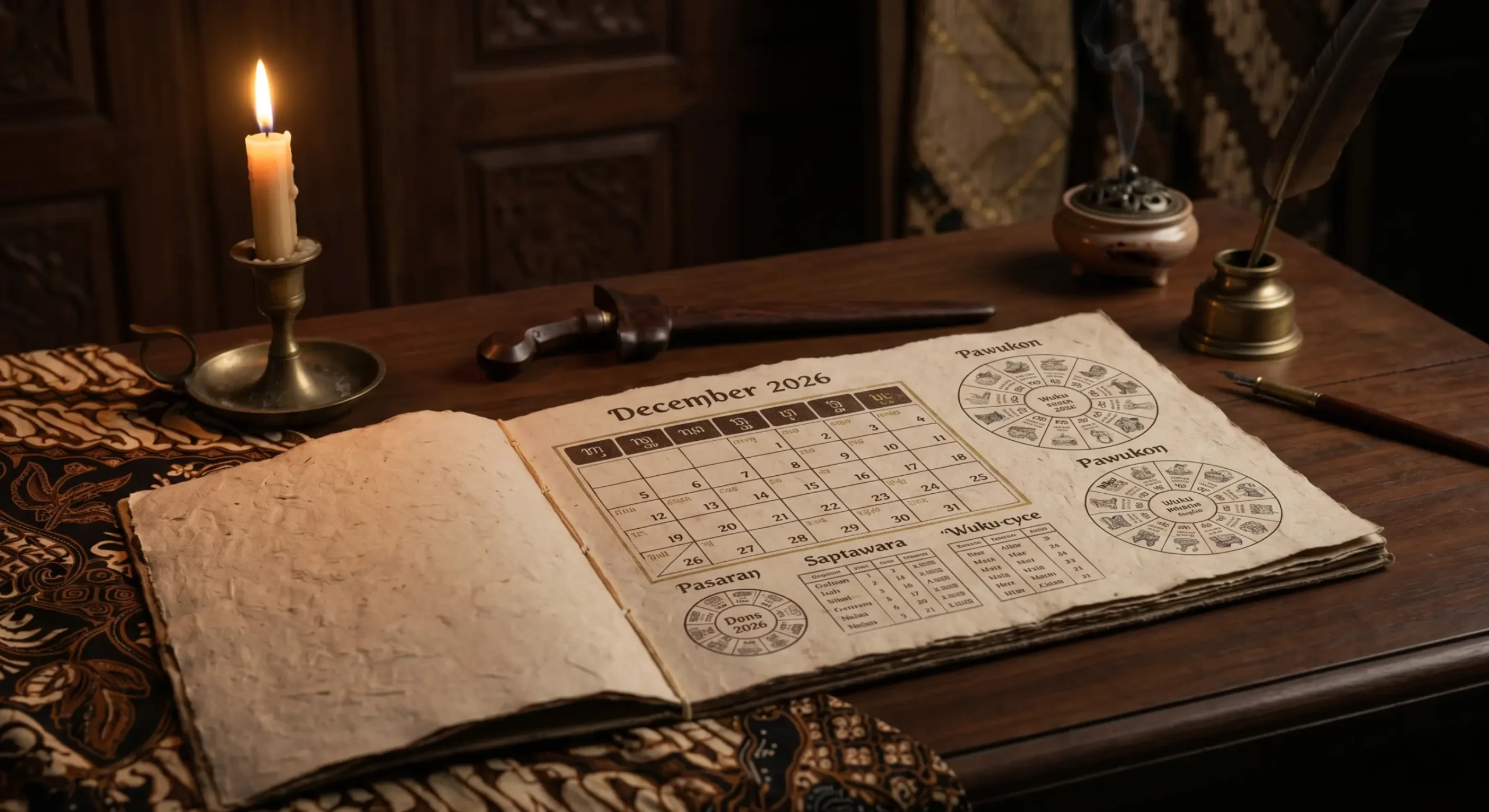 Kalender Jawa Desember 2026 dengan pasaran weton neptu dan Wuku